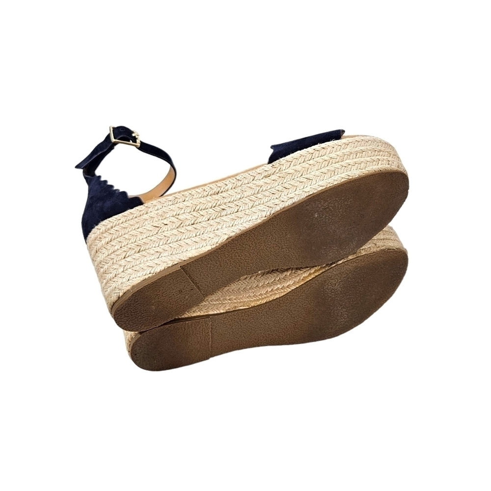 J. Crew Suede Scalloped Flatform Espadrille Platform Sandals - Picture 7 of 8